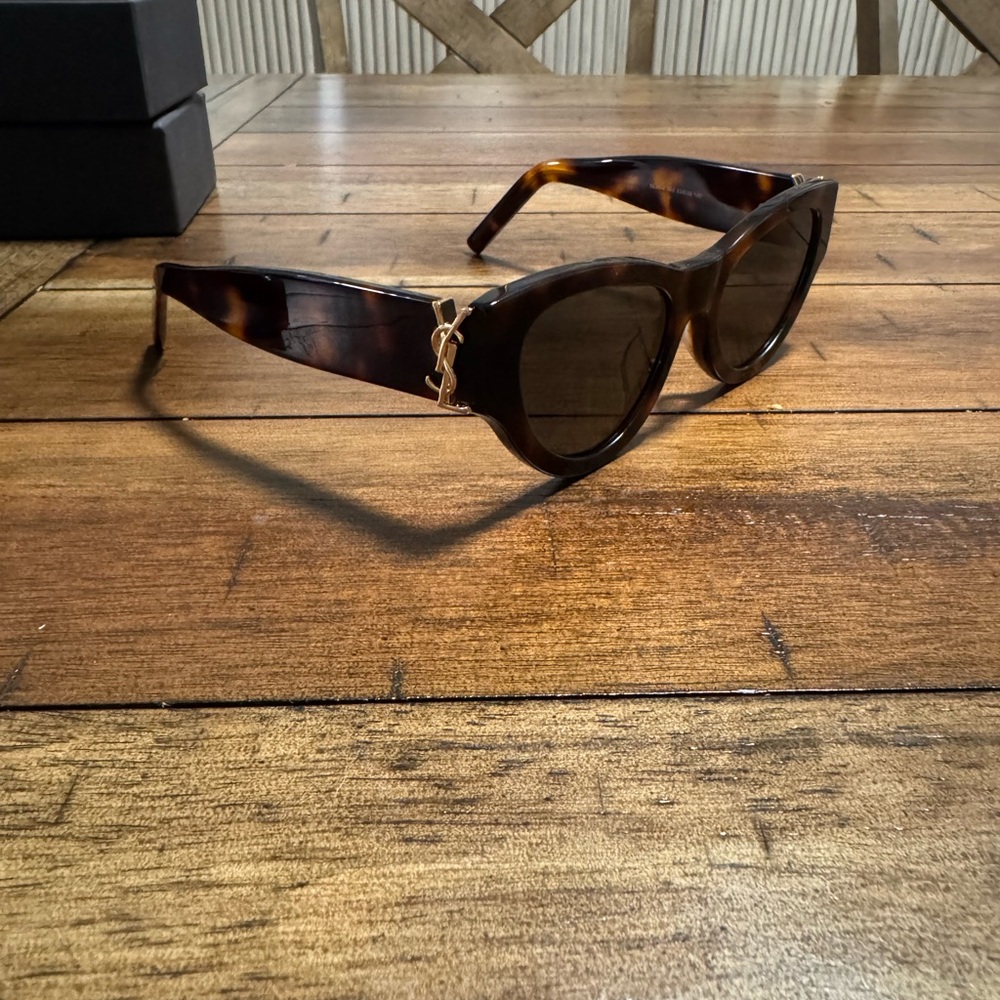 Saint Laurent Brown Tortoise Sunglasses-never been worn!